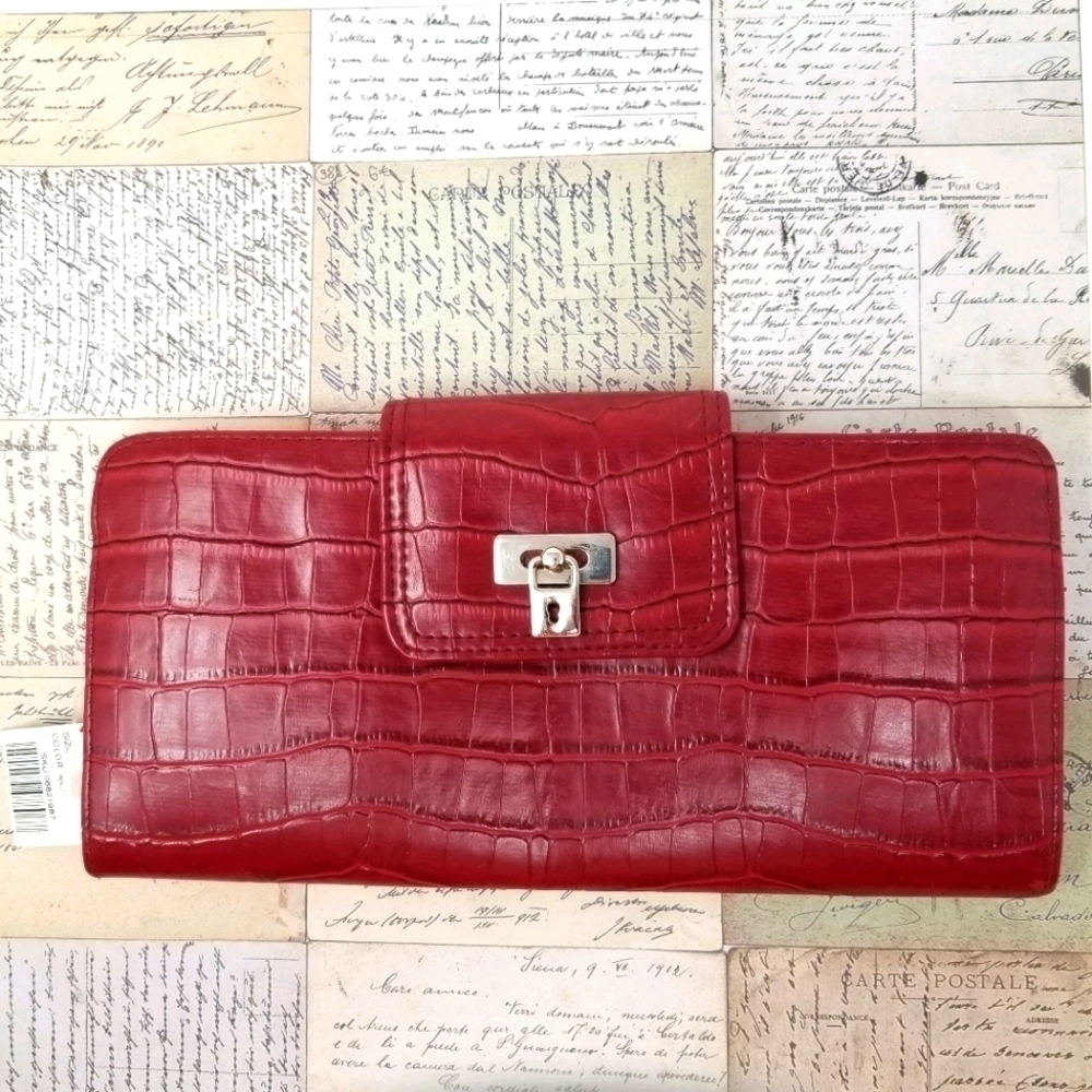 NWT. Red Faux Alligator Wallet.
